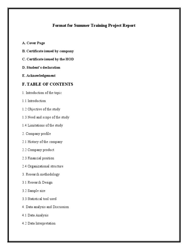 Summer Training Project Report Format | PDF