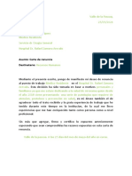 Carta de renuncia de médico residente por motivos familiares