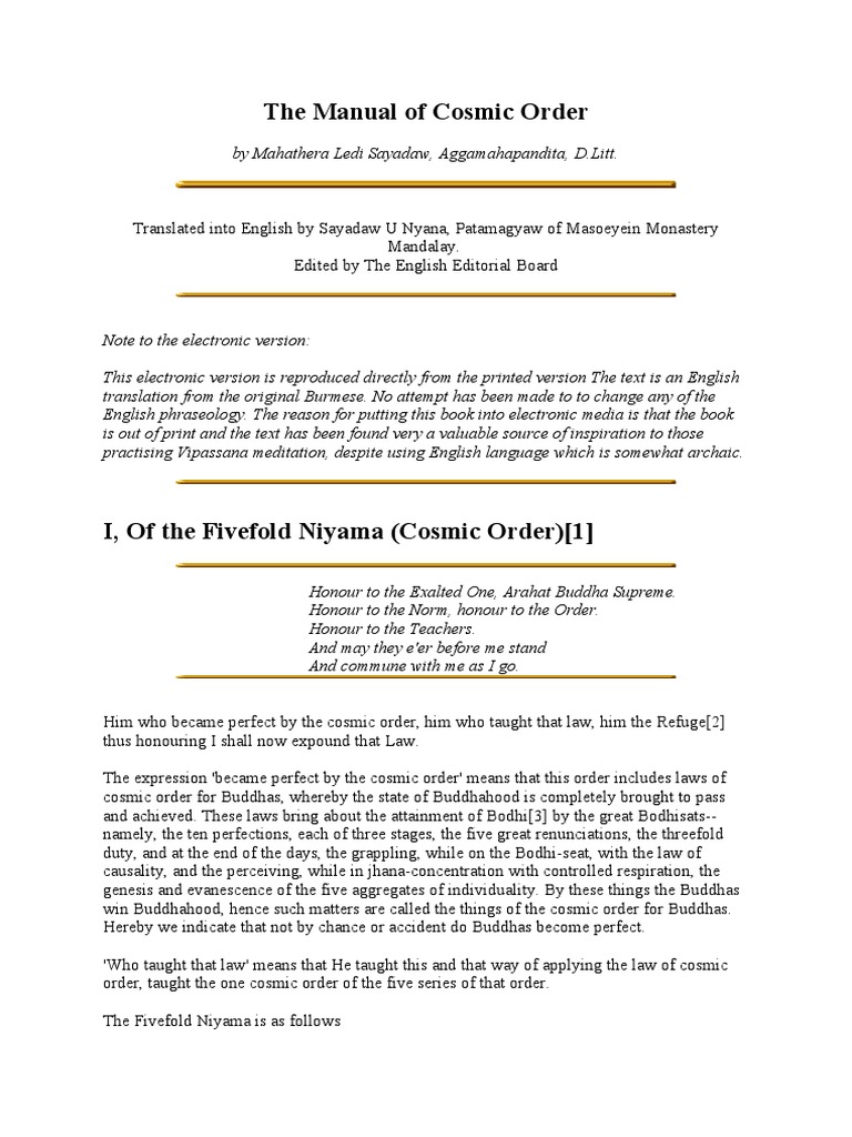 Understanding Cosmic Order Principles | PDF | Truth | Mind