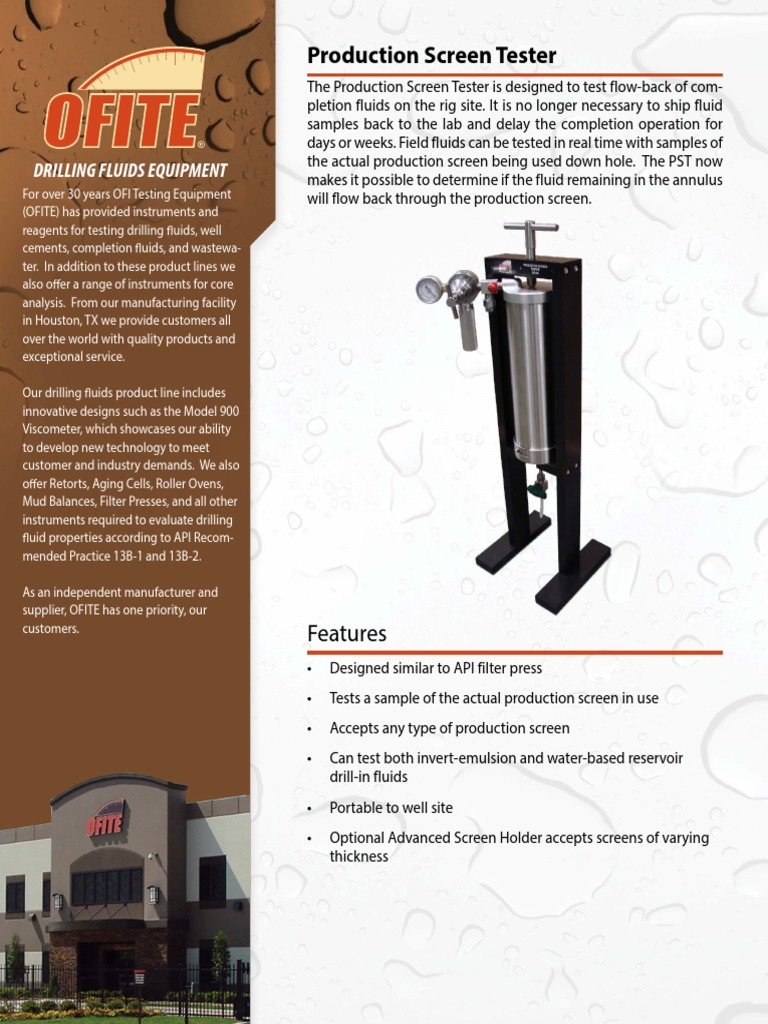 810-00-1 - Brochure Production Screen Tester | PDF | Oil Well ...