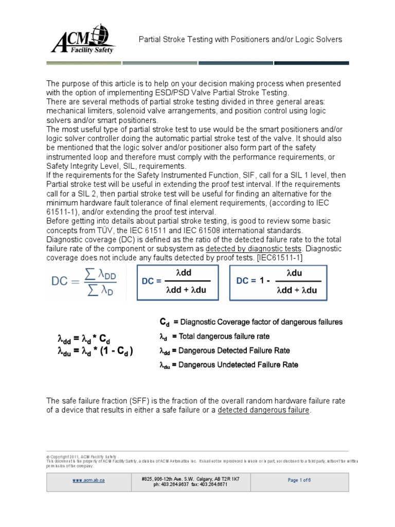 Partial Stroke Testing With Positioners and or Logic Solvers | PDF ...