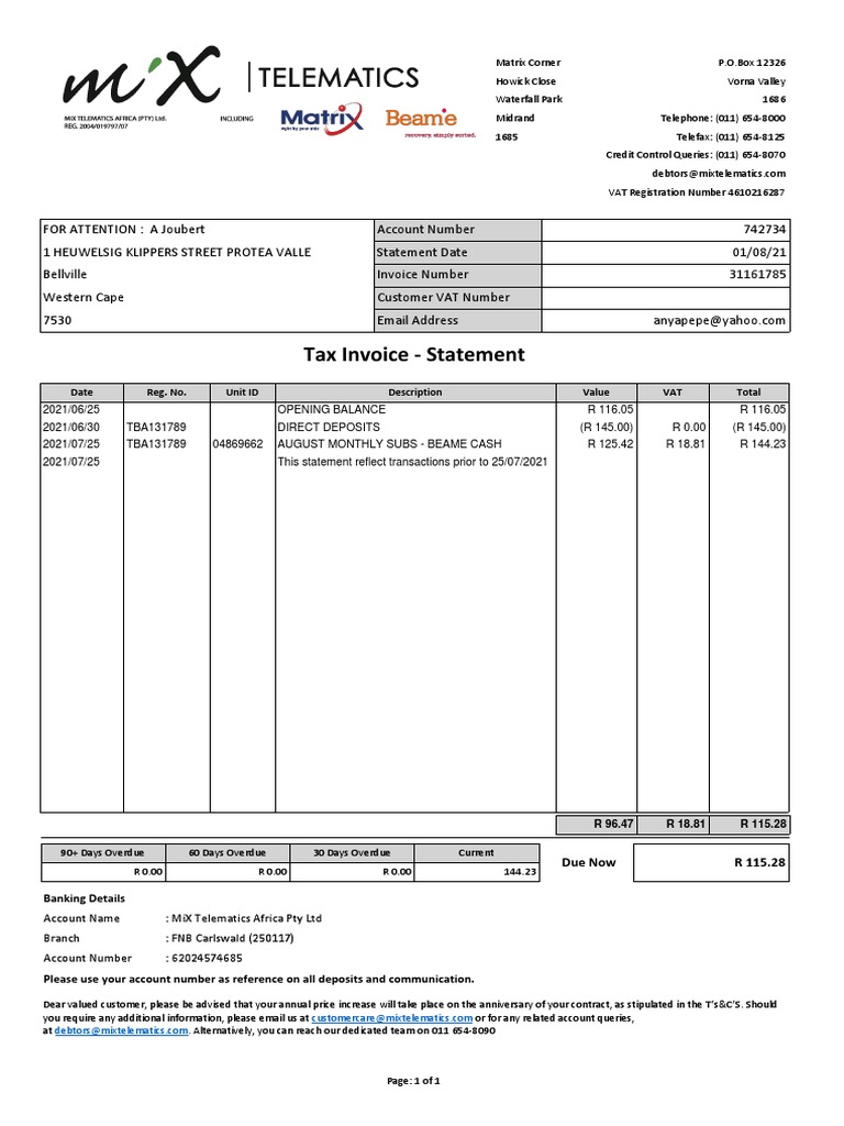Tax Invoice Statement Overview | PDF | Invoice | Value Added Tax