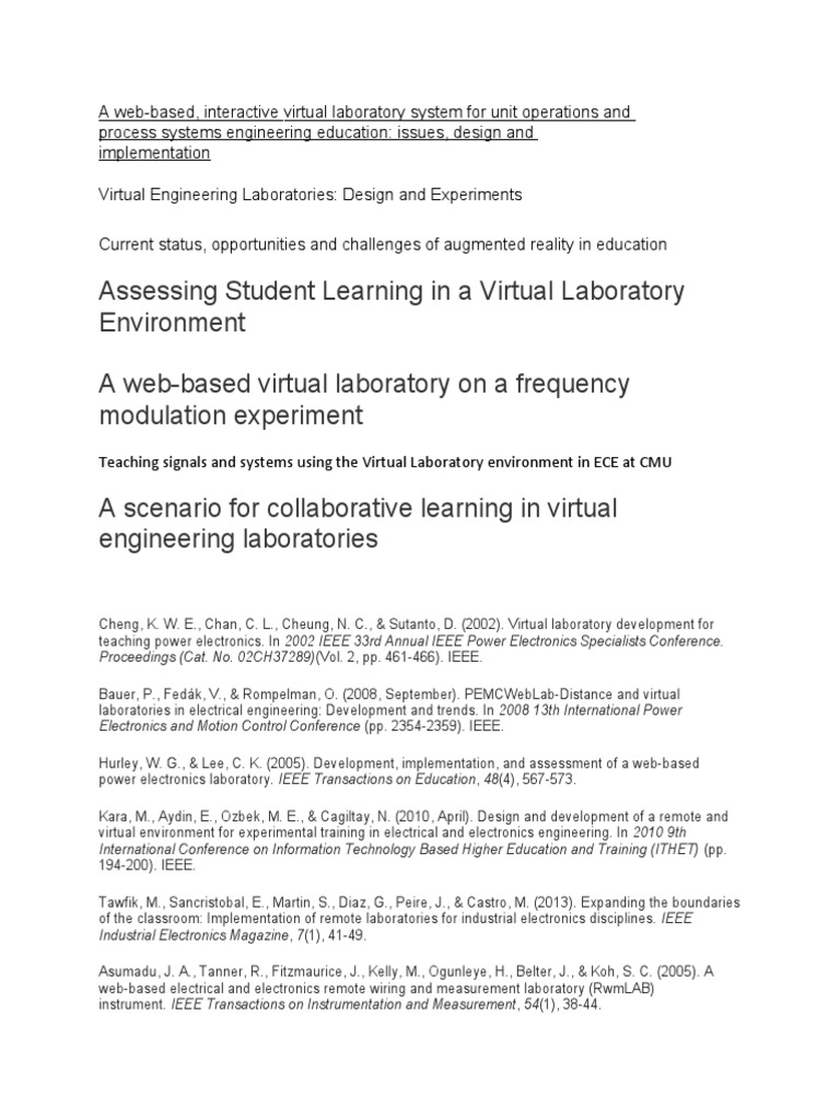 Assessing Student Learning in A Virtual Laboratory Environment A Web