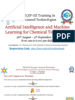 TEQIP-III Training in Advanced Technologies: Artificial Intelligence and Machine Learning For Chemical Technology