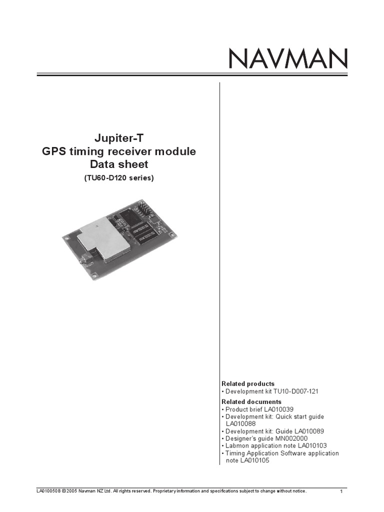 JupiterT GPS Timing Receiver Module Data Sheet (TU60D120 Series