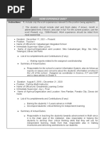 CS Form No. 212 Attachment Work Experience Sheet