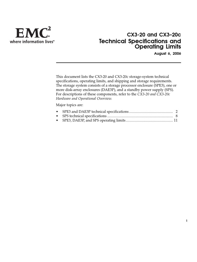 Technical Specifications and Operating Limits: CX3-20 and CX3-20c | PDF ...