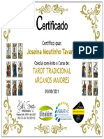 Certificado Tarot - Arcanos Maiores - Joseina Moutinho