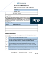 Assessment Templates: BSBCMM511 Communicate With Influence