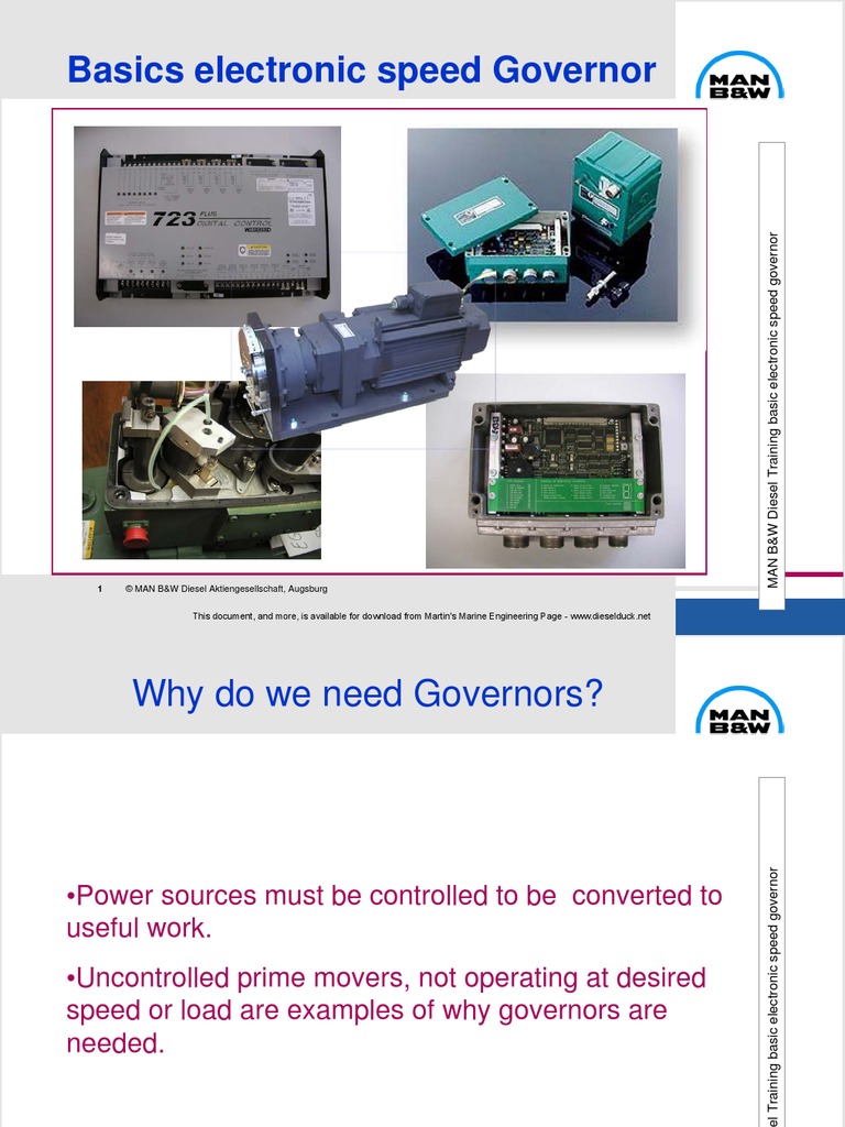 MAN Woodward Basic electronic speed governors Diesel Engine Feedback