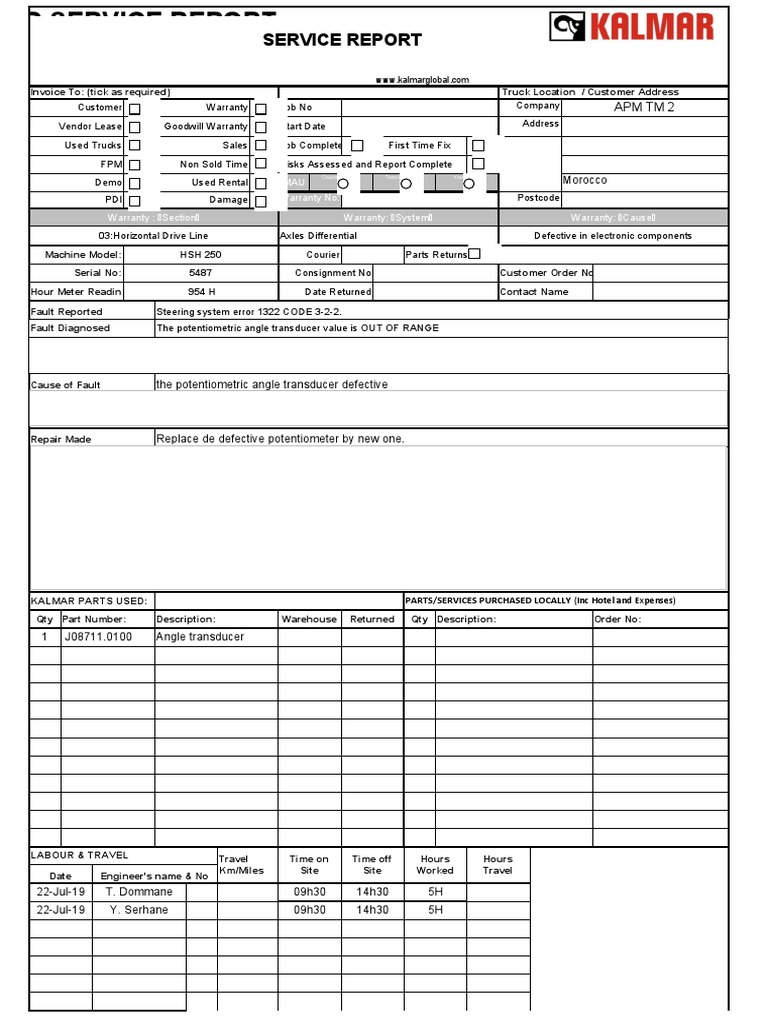 Service Report for HSH 250 Repair | PDF | Manufactured Goods | Land ...