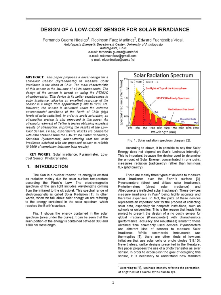 Low-Cost Pyranometer Design for Irradiance | PDF | Electromagnetic ...