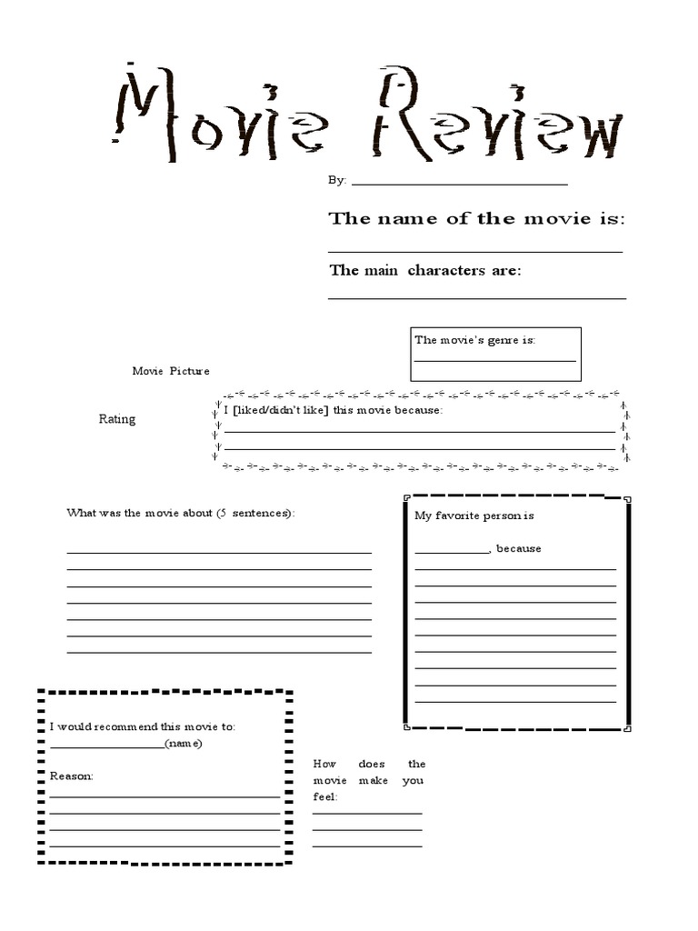 01 - Movie Review | PDF for Free Printable Movie Review Template