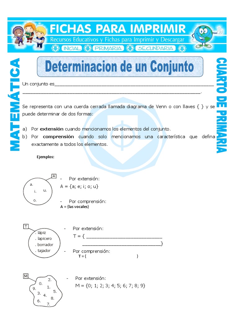 Ejercicios de Conjuntos para Cuarto Grado | PDF | Matemáticas