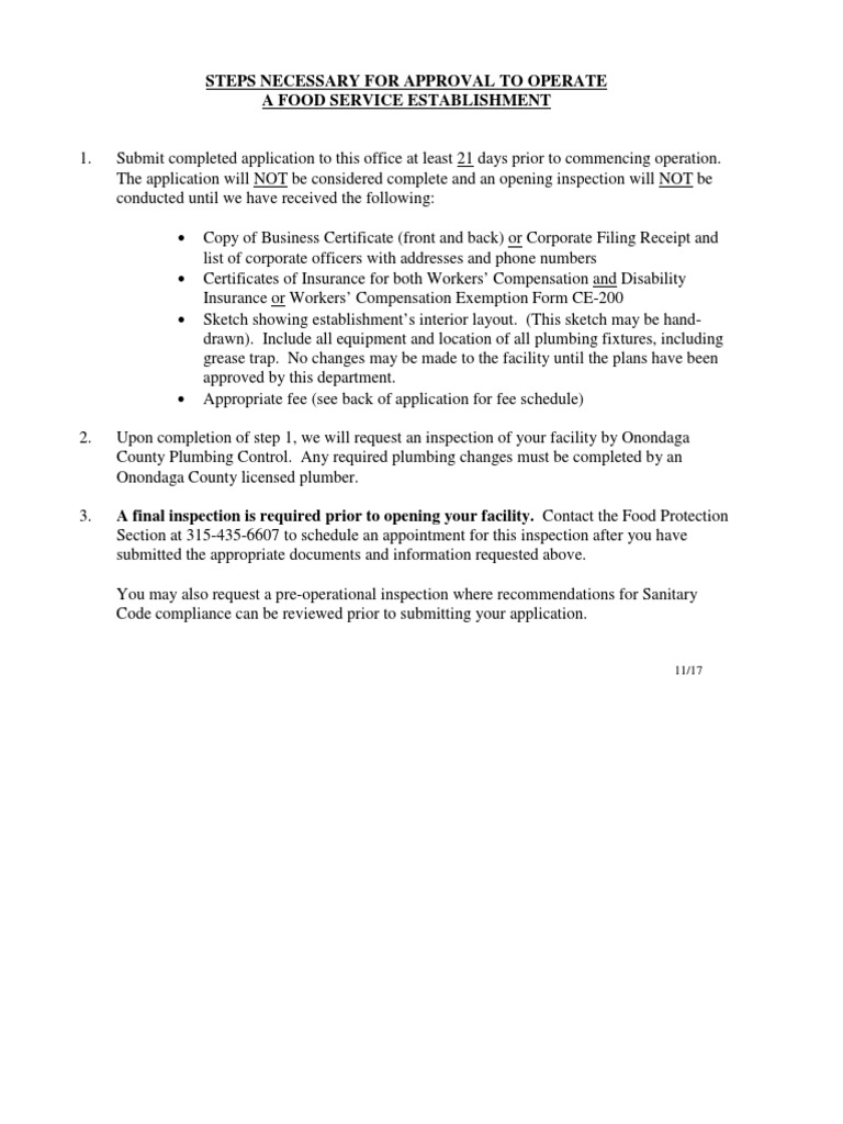 Food Service Establishment Approval Steps | PDF | Plumbing