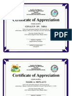 Certificate of Appreciation: Ginalyn Dv. Misa