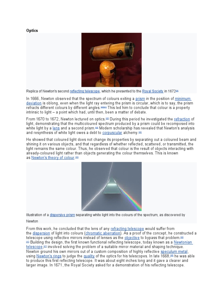 Optics: Prism Minimum Deviation | PDF | Isaac Newton | Prism
