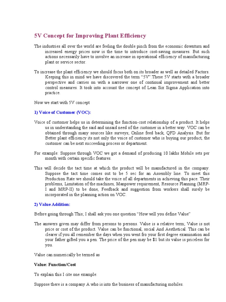 5 V | PDF | Six Sigma | Lean Manufacturing