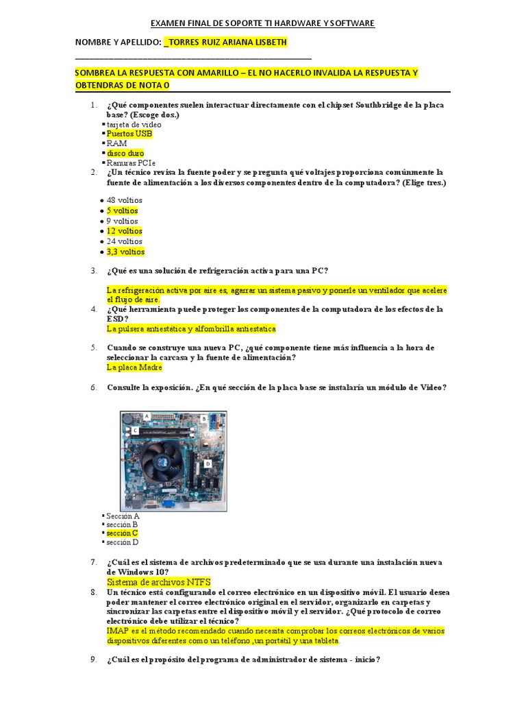 Examen Final Soporte TI Hardware y Software | PDF | Hardware de la ...