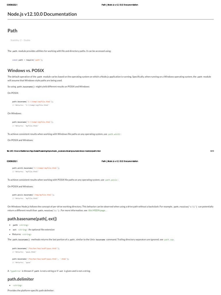 Node.js Path Module Overview | PDF | Text File | Software Engineering