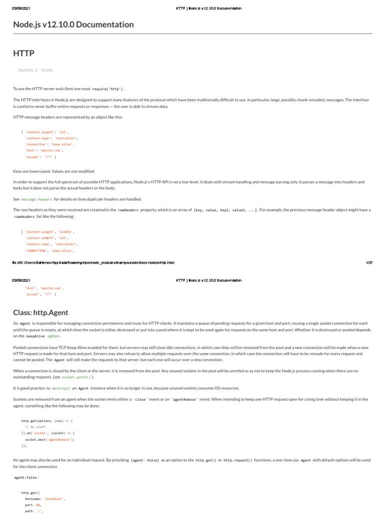 Node.js HTTP Module Guide | PDF | Hypertext Transfer Protocol | Port ...