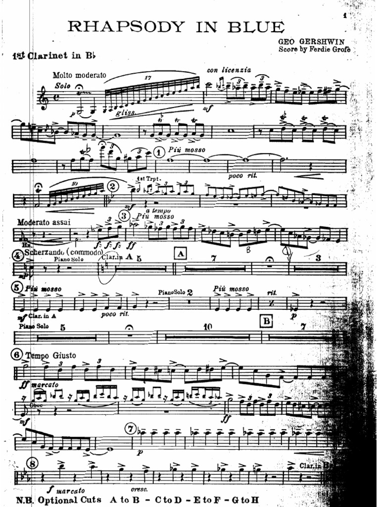 Gershwin Rhapsody in Blue 1 Part PDF
