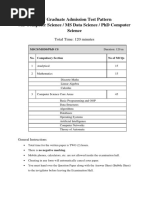 ITU Graduate Admission Test Pattern 2021 MSCS DS Updated