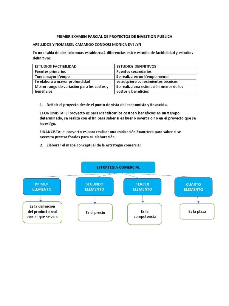 Primer Examen Parcial de Proyectos Privados | PDF | Mercado (economía ...