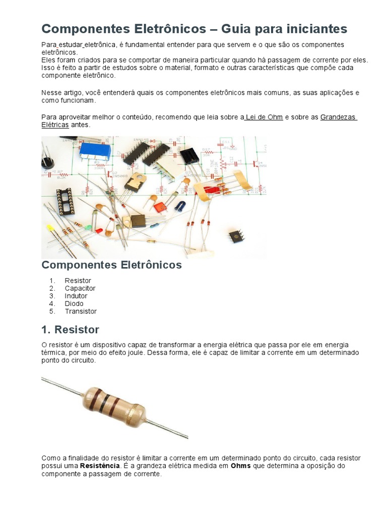 Componentes Eletrônicos | PDF | Capacitor | Indutor, image size:768x1024