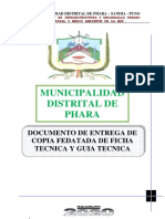 Municipalidad Distrital de Phara: Documento de Entrega de Copia Fedatada de Ficha Tecnica Y Guia Tecnica