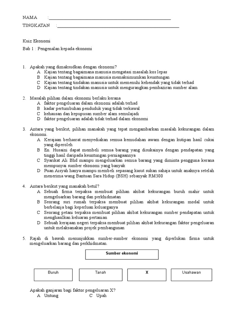 Kuiz Ekonomi 1 Pdf