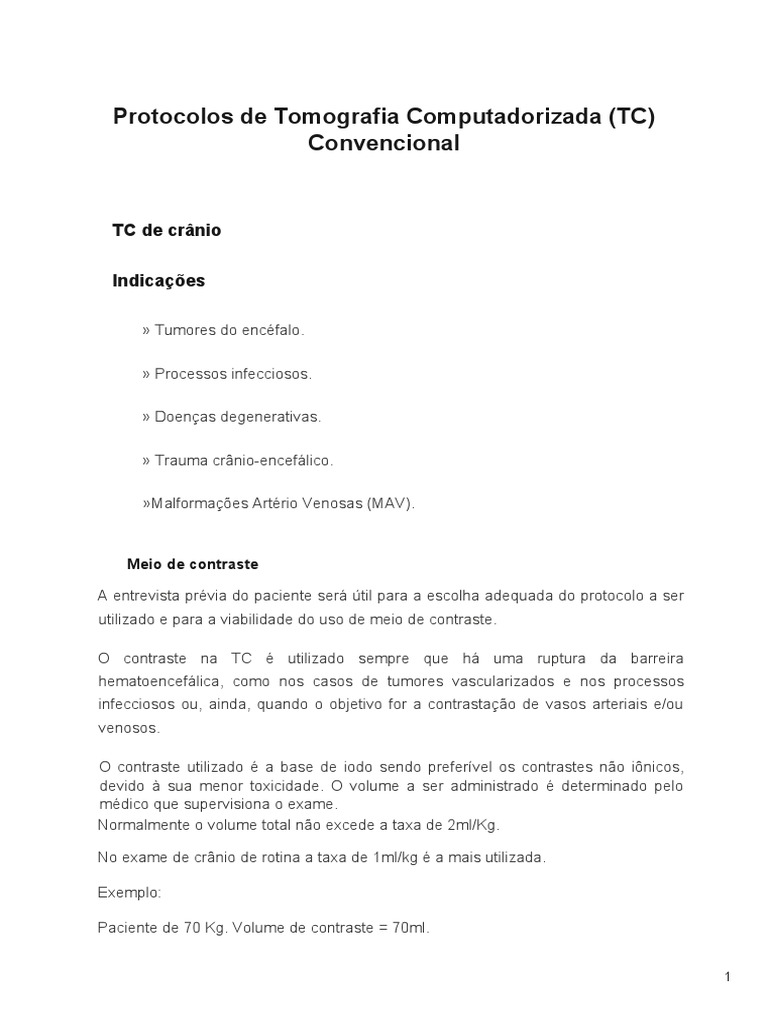 Protocolos de Tomografia Computadorizada e Pet CT | PDF | Coluna ...