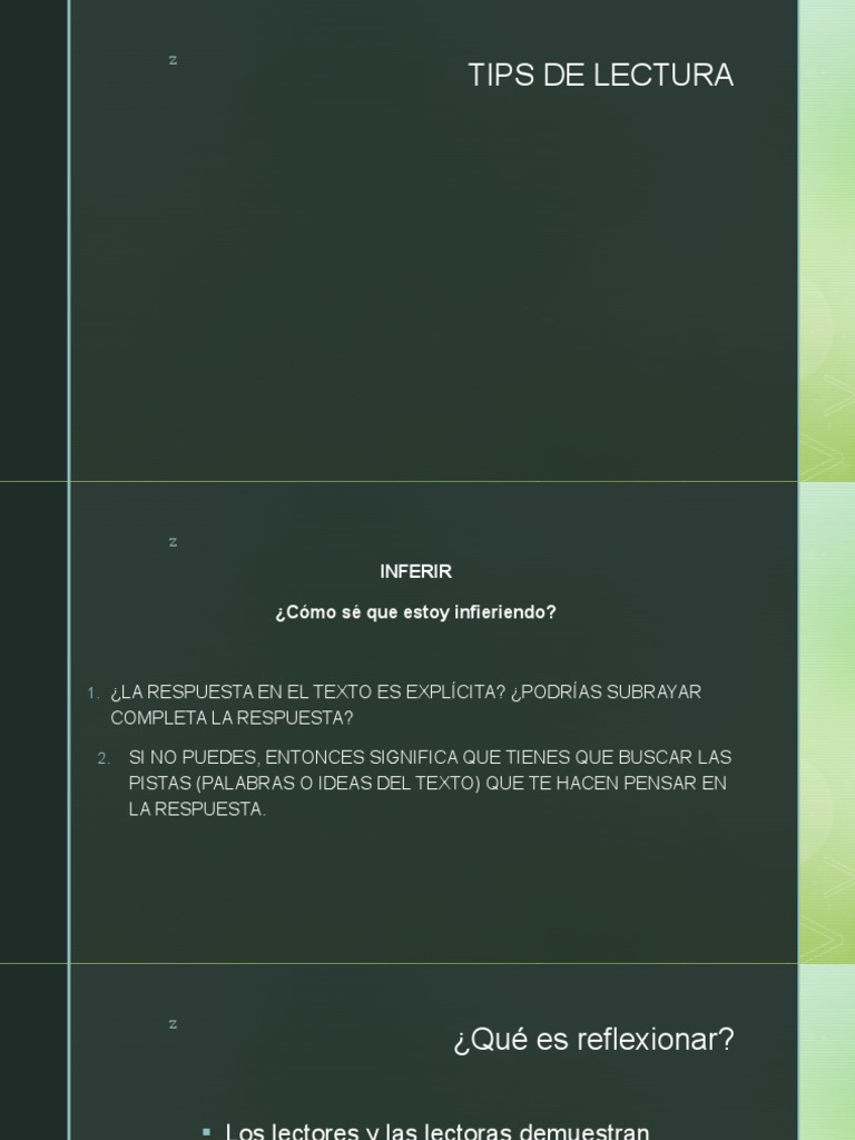 Tips para Inferir y Reflexionar en Lectura | PDF
