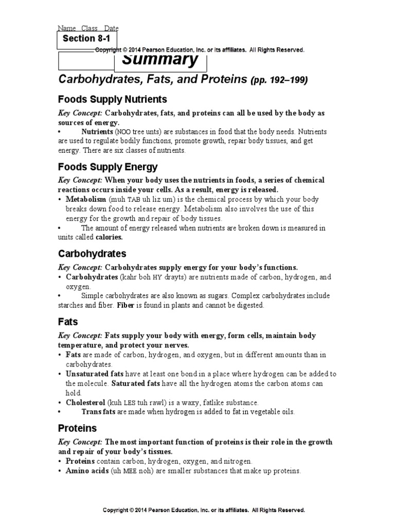 Carbohydrates, Fats, and Proteins: Foods Supply Nutrients | PDF | Fat ...