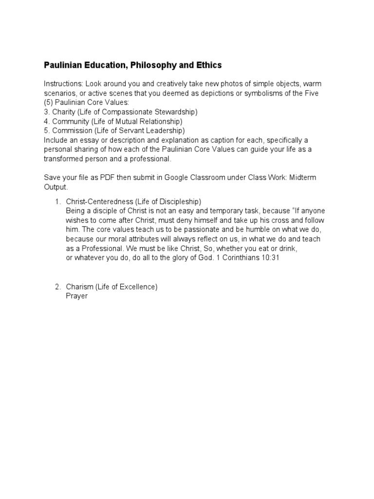 Exploring Paulinian Core Values | PDF | Self-Improvement