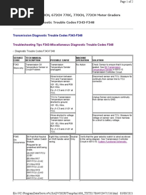 Transmission Diagnostic Trouble Codes F343-F348 | PDF