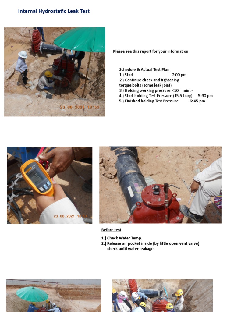 Internal Hydrostatic Leak Test Schedule & Actual Test Plan PDF