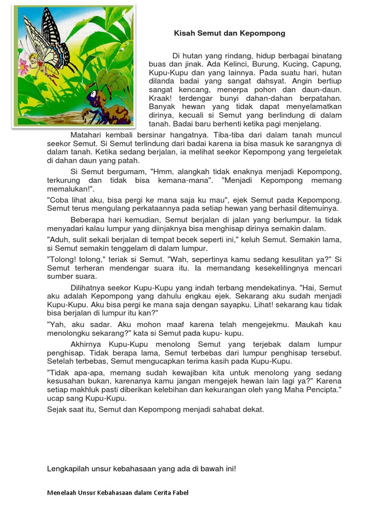 Kisah Semut Dan Kepompong PDF - kisah kucing dan semut