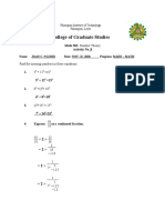 College of Graduate Studies: Math 502: Number Theory Activity No. 8