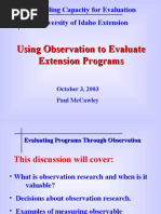 Using Observation To Evaluate Extension Programs