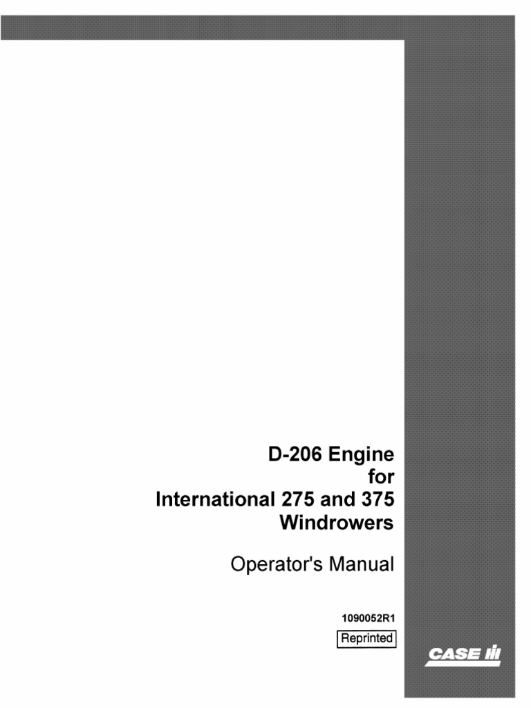 1090052R1-OM-ENG-D-206 D206 Engine For International 275 375 | PDF