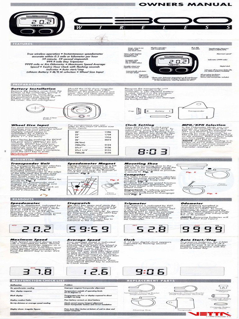 Vetta Bike Computer Manual , Wireless Bike Computer Programming / How ...