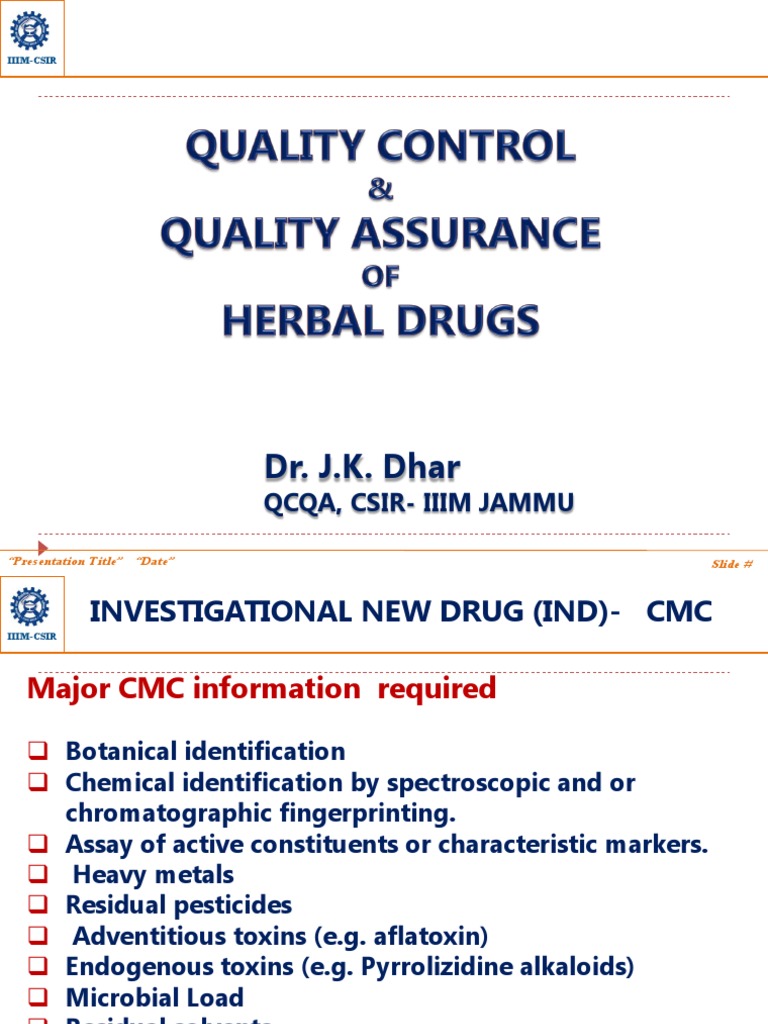 Quality Control & Quality Assurance of Herbal Drugs PDF High