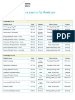 Replacement June exams Pakistan July/August 2021 schedule