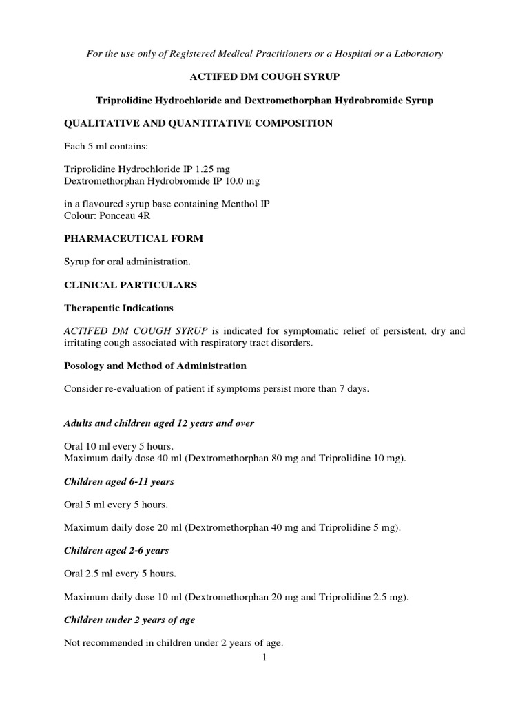 Actifed DM Cough Syrup PDF Selective Serotonin Reuptake Inhibitor