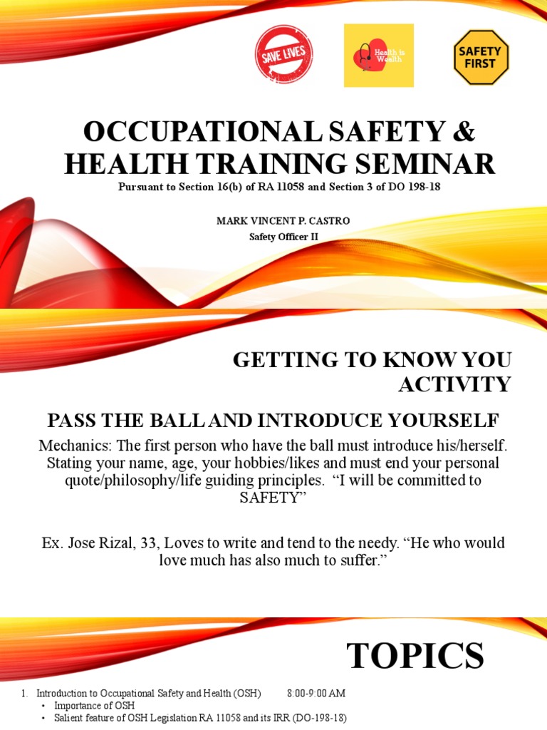 OSH Training Seminar Overview | PDF | Occupational Safety And Health ...