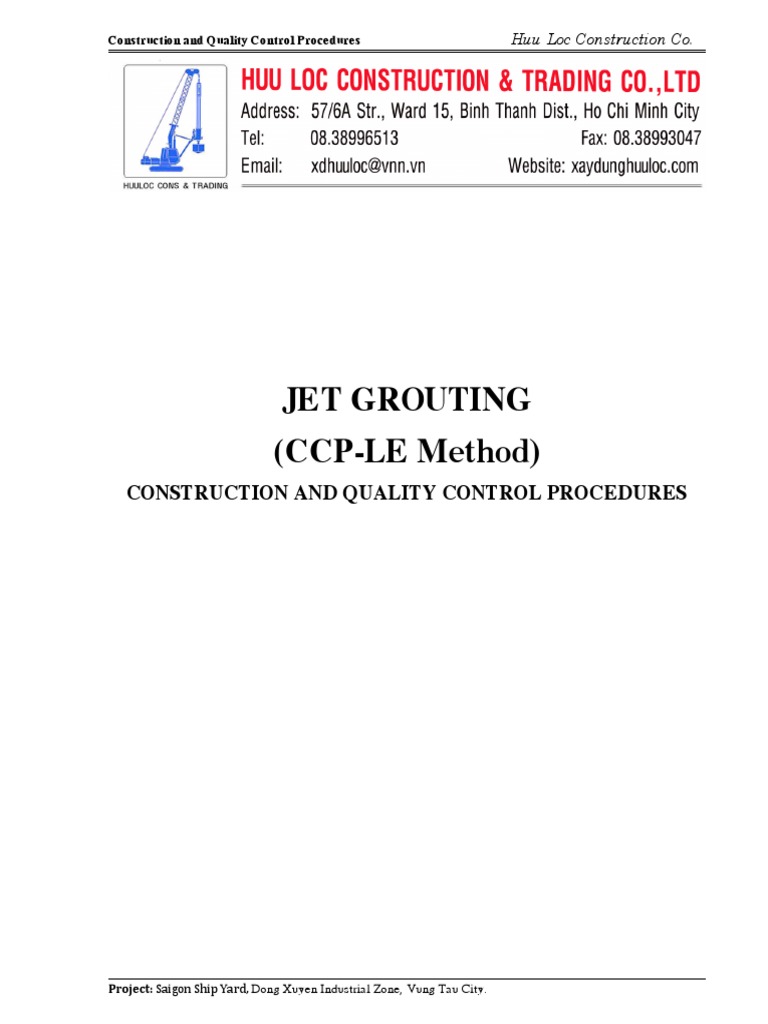 Jet Grouting Procedures for Saigon Shipyard | PDF | Strength Of ...