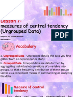 Lesson 7 Measures of Central Tendency - Ungrouped Data High School
