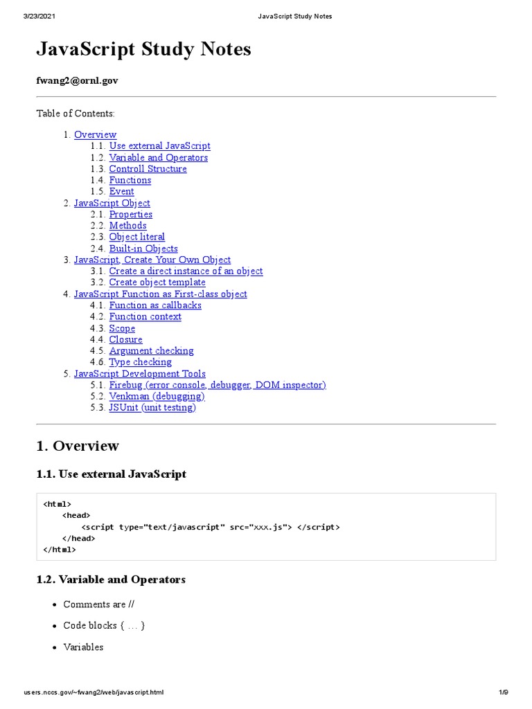 JavaScript Study Notes | Download Free PDF | Scope (Computer Science ...