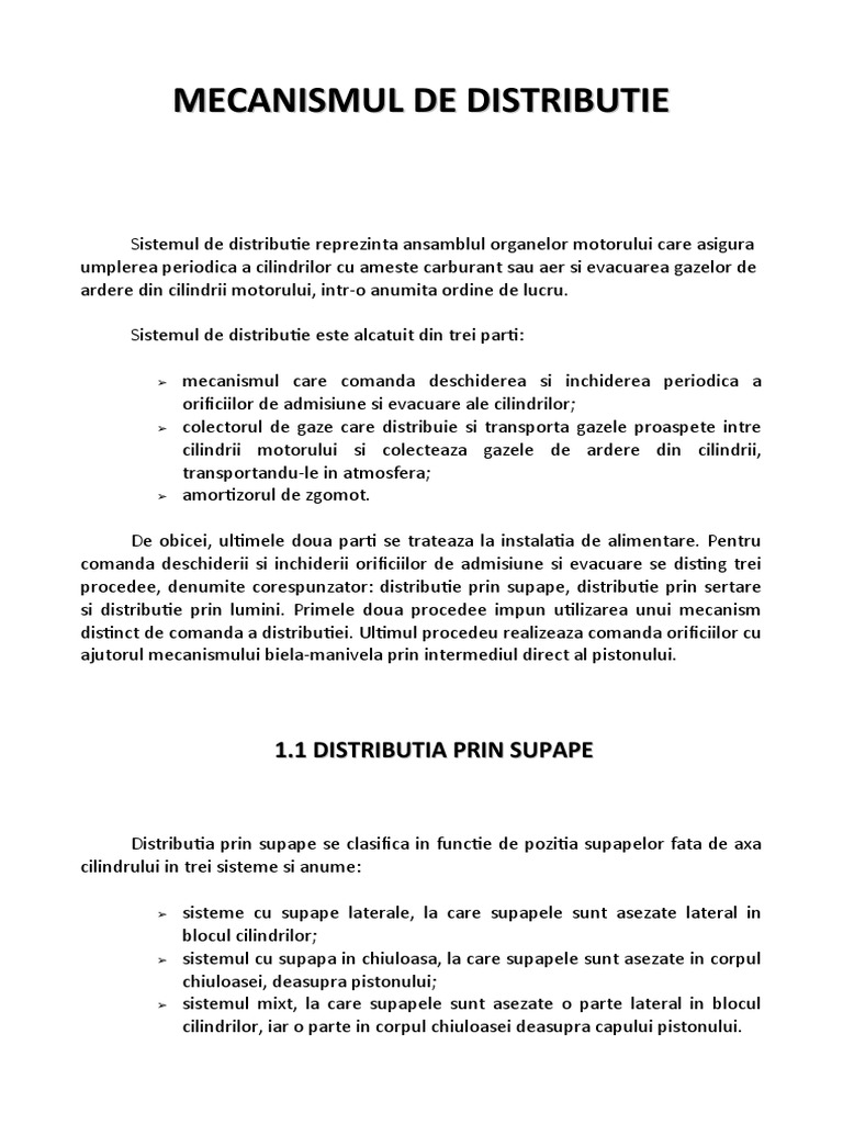 Mecanismul de Distributie | PDF
